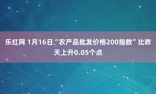 乐红网 1月16日“农产品批发价格200指数”比昨天上升0.05个点